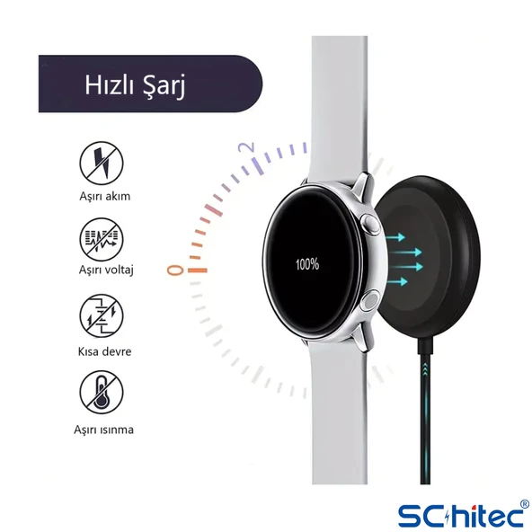 ScHitec Samsung Watch 4/Watch 5/ Watch 6 Uyumlu UsbA Çıkışlı Fast Wireless Charge Hızlı Kablosuz Akıllı Saat Şarj Cihazı - 4