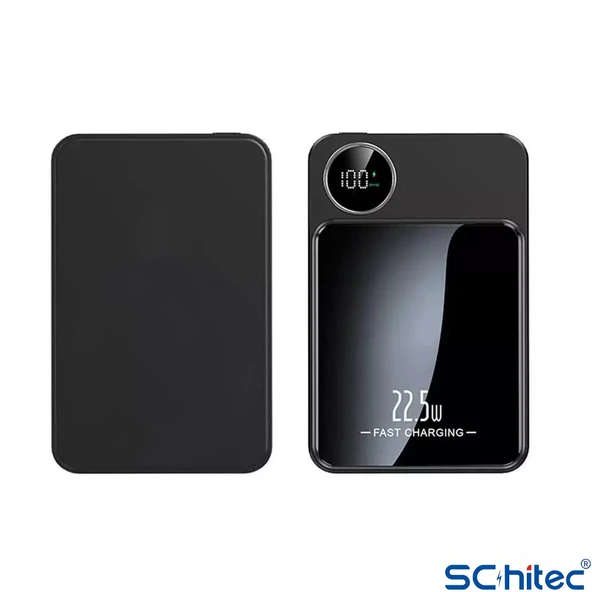 ScHitec 22.5W Magsafe Kablosuz ve Dijital Ekranlı 10000mAH Powerbank Siyah - 2