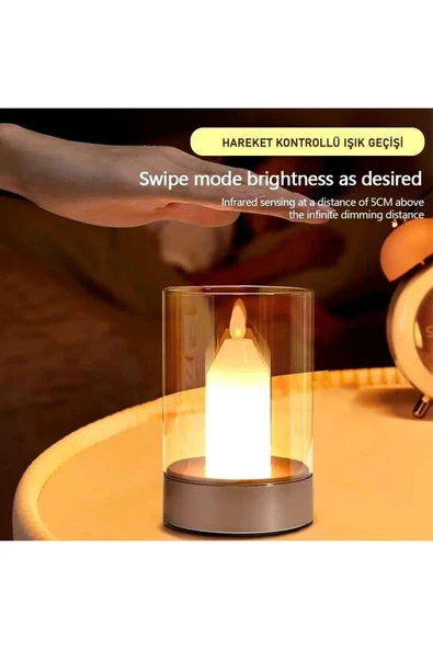 Cata CT-8432 Tokyo Taşınabilir Mum Görünümlü Masa Lambası El Hareketini Algılayan USB Şarjlı - 4