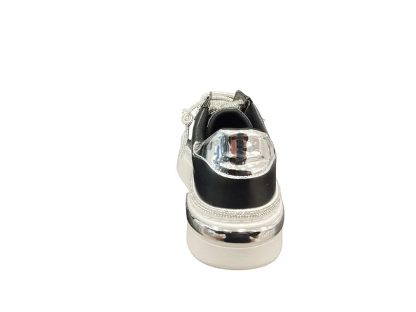 Ventes 8392589Z İç Dış Hakiki Deri Ortopedik Taş Detaylı Parlak Bağcıklı Günlük Şık Kadın Casual Ayakkabı - 4