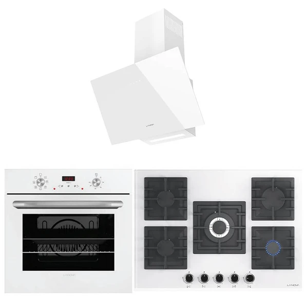 Lanova Buz 3207W01 - G17402-105 - 3220W6 5'li Beyaz Cam Ankastre Set