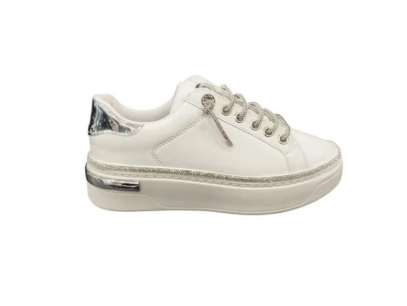 Ventes 8392589Z İç Dış Hakiki Deri Ortopedik Taş Detaylı Parlak Bağcıklı Günlük Şık Kadın Casual Ayakkabı - 5