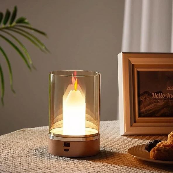 Cata Ct 8432 Tokyo Taşınabilir Mum Görünümlü Masa Lambası El Hareketini Algılayan USB Şarjlı