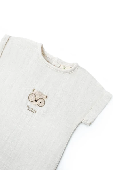 Bebek Kısa Kollu Tişört ve Pantolon Takımı, %100  Pamuk, Bebek ve Yenidoğan Serisi - CSYM7104 - 5