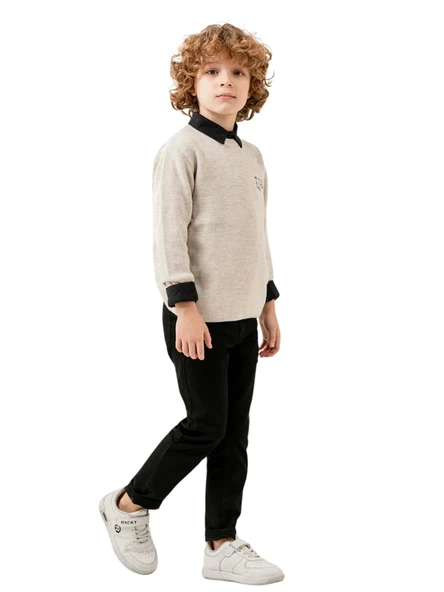 PARİS DETAYLI JEANS PANTOLONLU KAZAKLI ERKEK TAKIM - 4