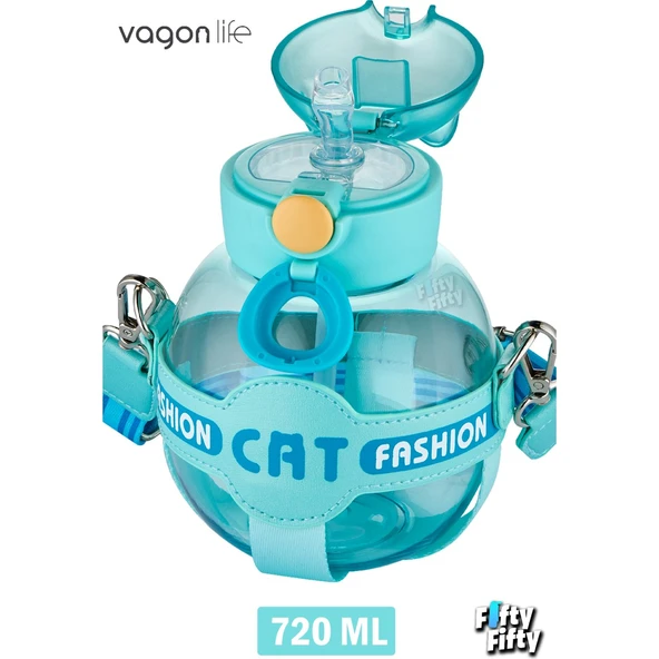 VAGONLİFE 720 ML KILIFLI VE PiPETLİ SU MATARASI Su Yeşil - Resim 2