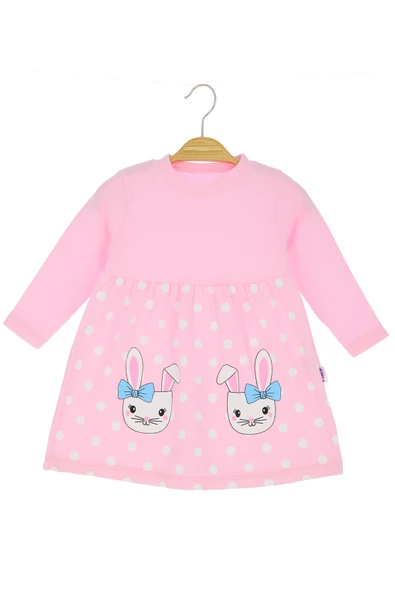 Kız Bebek Elbise Tavşan Baskılı