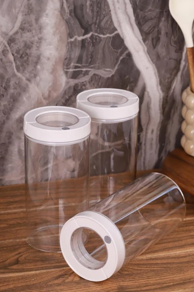 Lengo 3'lü 1600 ml Mühürlü Vakumlu Borosilikat Cam Erzak Saklama Kavanozu - 3