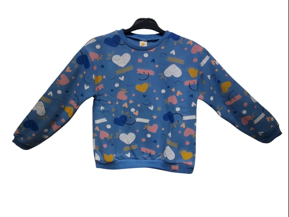 KALP BASKILI KIZ SWEATSHIRT