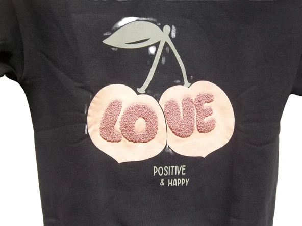 KİRAZ BASKILI LOVE SUZENELİ KIZ SWEATSHIRT - 2