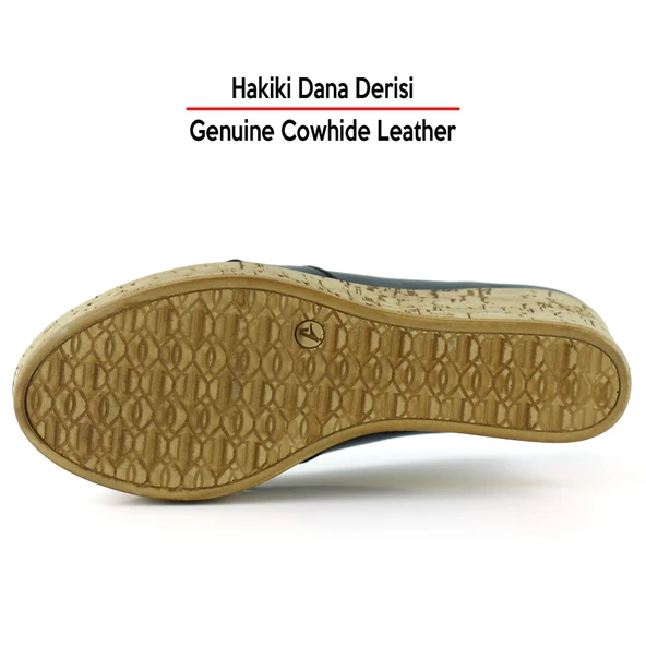 Erkan Saçmacı Astrid Siyah Hakiki Deri Çapraz Bantlı Mantar Taban Görünümlü Dolgu Topuklu Sandalet - 7