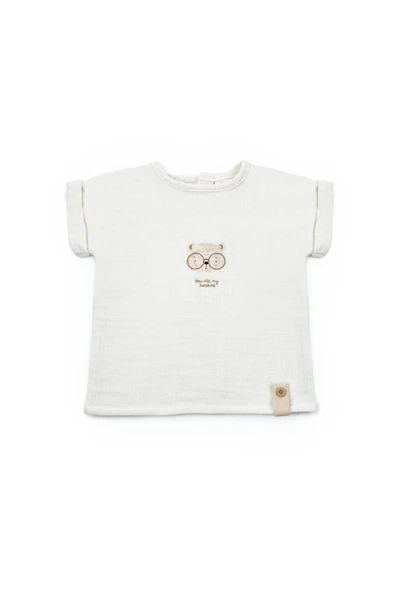 Bebek Kısa Kollu Tişört ve Pantolon Takımı, %100  Pamuk, Bebek ve Yenidoğan Serisi - CSYM7104 - 3