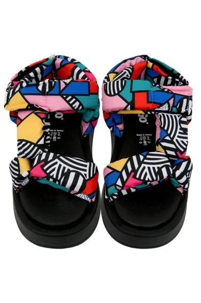 Kadın Vegan Çok Renkli Kalın Taban Sandalet - Painting In Harmony Tasarım - 2