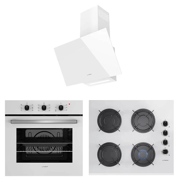 Lanova Mano 2106TW01 - G16400-202 - 3220W6 Beyaz Cam Ankastre Set