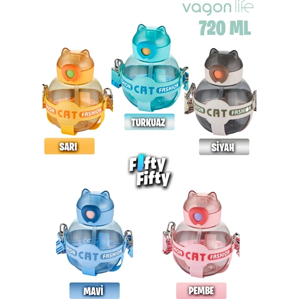 VAGONLİFE 720 ML KILIFLI VE PiPETLİ SU MATARASI Su Yeşil - Resim 3