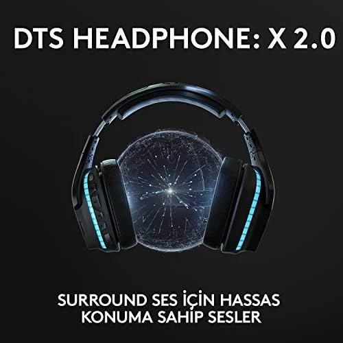 Logitech G G935 Kablosuz 7.1 Surround LIGHTSYNC Oyuncu Kulaklığı, PRO-G 50 mm Sürücüler, DTS Headphone:X 2.0, 12 Saat Pil Ömrü, 6 mm Katlanabilir LED Mikrofon, Siyah - 8
