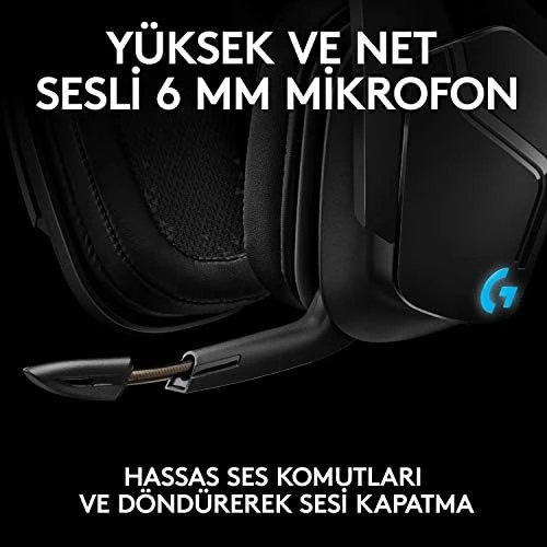 Logitech G G935 Kablosuz 7.1 Surround LIGHTSYNC Oyuncu Kulaklığı, PRO-G 50 mm Sürücüler, DTS Headphone:X 2.0, 12 Saat Pil Ömrü, 6 mm Katlanabilir LED Mikrofon, Siyah - 4