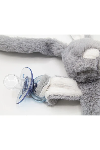 Babyjem Emzik Askılı Tavşan, Mışıl Mışıl Uyku Arkadaşı Gri - 4