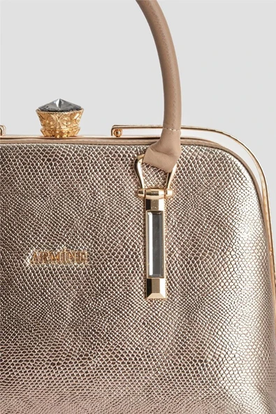 Armine Kadın Omuz Çantası 339 Gold-V - Resim 5