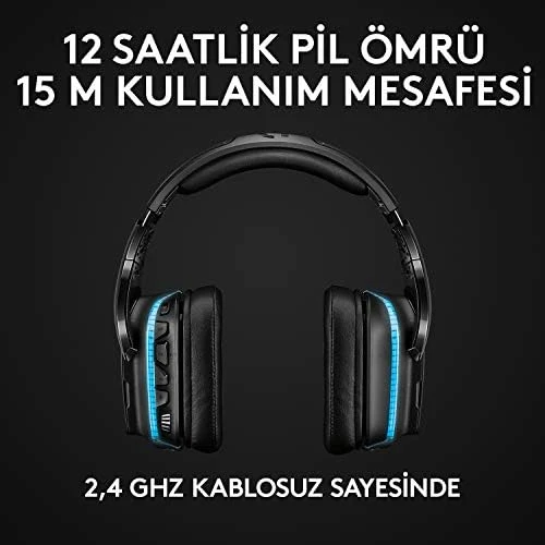 Logitech G G935 Kablosuz 7.1 Surround LIGHTSYNC Oyuncu Kulaklığı, PRO-G 50 mm Sürücüler, DTS Headphone:X 2.0, 12 Saat Pil Ömrü, 6 mm Katlanabilir LED Mikrofon, Siyah - 9