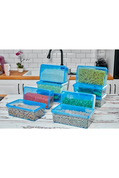 SUPERCUPP Plastik Kapaklı Saklama Kabı Kilitli,Dondurucu,Buzdolabı,Oyuncak,Yemek,Kahve - 10Adet Mavi - 2