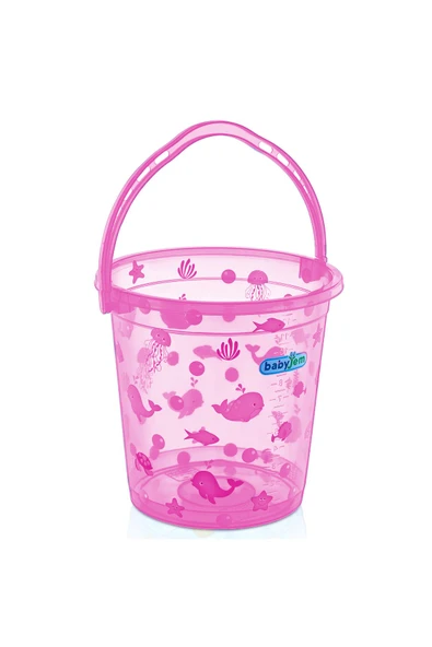 Babyjem Bebek Banyo Kovası Şeffaf Desenli Pembe