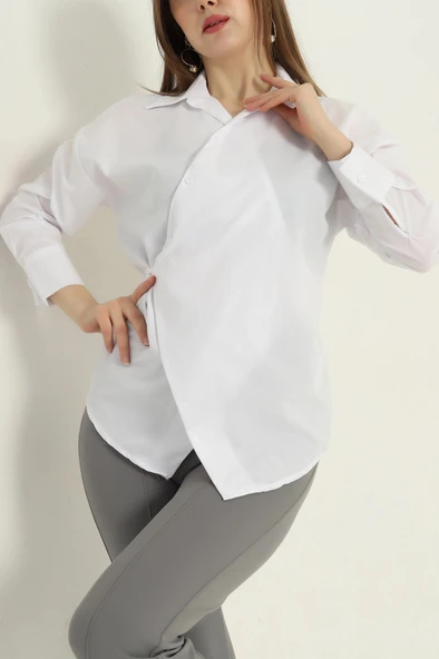 Jasmin Beyaz Yandan Bağlamalı Trend Gömlek JASMIN-1453 - 4