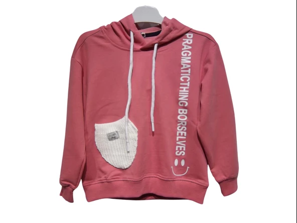 TRİKO CEPLİ KAPÜŞONLU KIZ SWEATSHIRT - 2