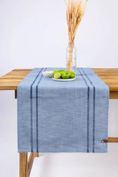 Koza | %100 Keten Çizgili Runner 40 x 110 - Resim 3