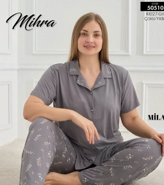Mihra 50510 Kadın Düğmeli Pijama Takımı