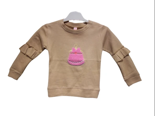SUZENELİ KOL FIRFIRLI KIZ SWEATSHIRT