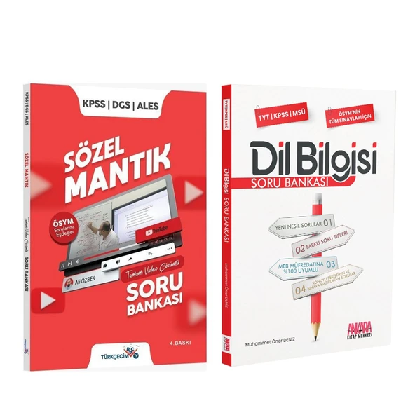 Türkçecim TV KPSS DGS ALES Sözel Mantık ve AKM Dil Bilgisi Soru Bankası Seti 2 Kitap