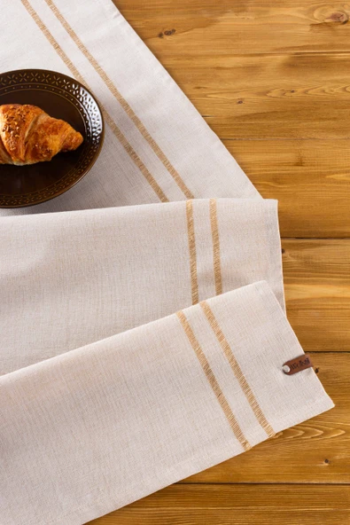 Koza | %100 Keten Çizgili Runner 40 x 110 - Resim 2