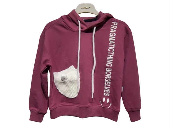 TRİKO CEPLİ KAPÜŞONLU KIZ SWEATSHIRT