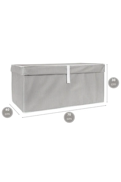 Mega Plus Kutu Hurç, Yorgan Yastık Çarşaf Dolapiçi Düzenleyici Mukavva Destekli (70x40cm) 1 Adet Gri - Resim 5