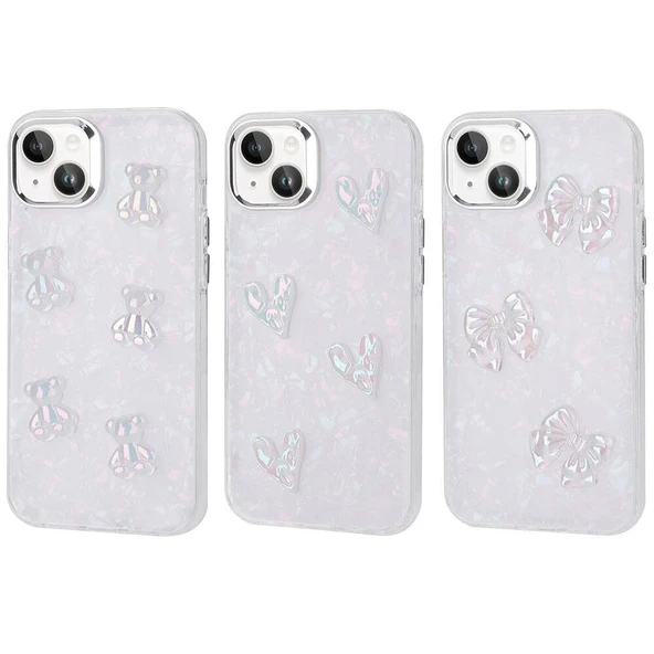 iPhone 13 Kılıf Kabartma Figürlü Parlak Eralli Silikon Kapak - Resim 8