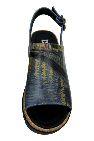 Kadın Vegan Deri Çok Renkli Kalın Taban Sandalet - Sea Sparkle Tasarım - 6