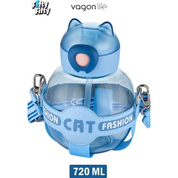 VAGONLİFE 720 ML KILIFLI VE PiPETLİ SU MATARASI Mavi - 2
