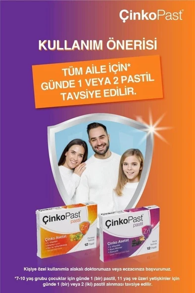 Çinkopast C Vitamini Ihlamur Bal Pastil 12'li- 3 ADET - SKT:12/2027 - Resim 4