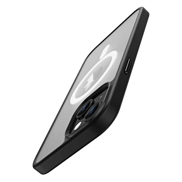 iPhone 13 Kılıf Wireless Şarj Özellikli Hibrit M-safe Kapak - 4