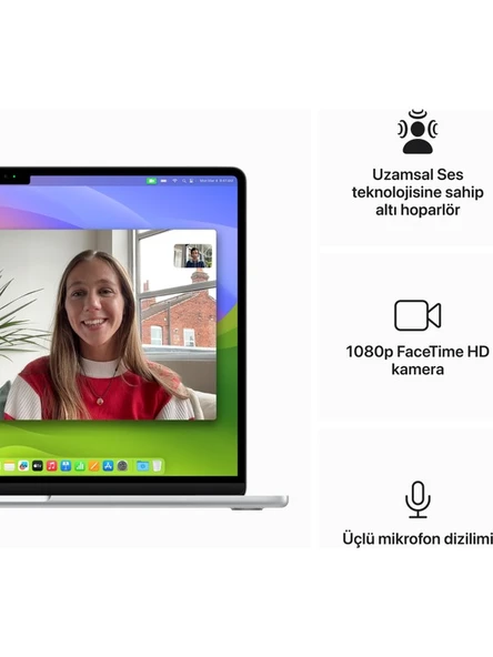 MacBook Air M3 Çip 16GB 512GB SSD macOS 15" Taşınabilir Bilgisayar Gümüş MXD23TU/A - 6