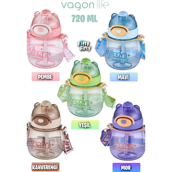 VAGONLİFE 650 ML PİPETLİ BOYUN ASKILI SU MATARASI Yeşil - 4