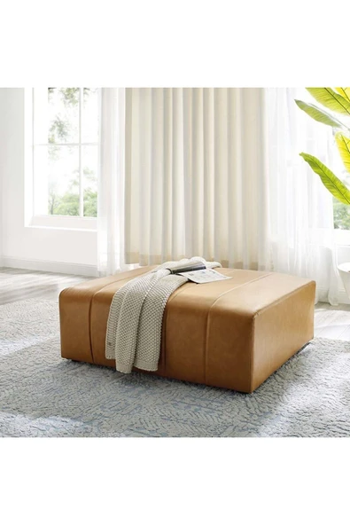 Lüx Suni Deri Kare Puf Taba 60*60cm