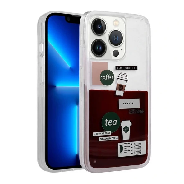 iPhone 13 Pro Kılıf Desenli Sıvılı Drink Silikon Kapak ürün görseli