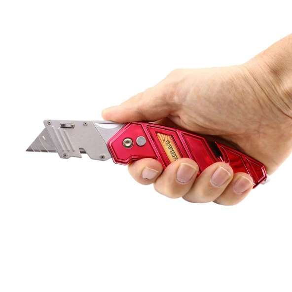 Çok Amaçlı Metal Maket Bıçak Karton Kumaş İp Kesme Halı Bıçağı Maket Bıçağı 5 Adet Yedek Bıçak Küçük - 3