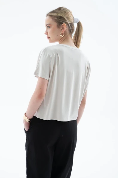 FASHION FRIENDS KADIN DÖKÜMLÜ CROP BLUZ 25Y0512K1 - 3