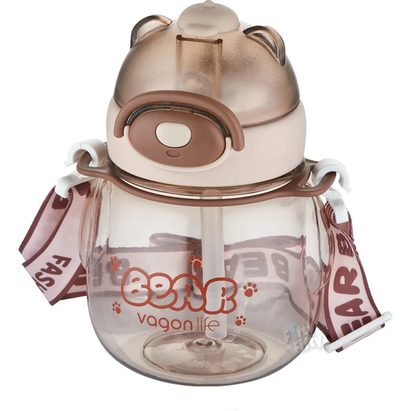 VAGONLİFE 650 ML PİPETLİ BOYUN ASKILI SU MATARASI Krem