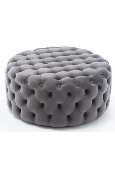 Kapitoneli Yuvarlak Puf/orta Sehpa/75cm Kadife - 4
