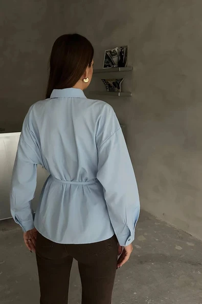 Jasmin Mavi Yandan Bağlamalı Trend Gömlek JASMIN-1453 - 7