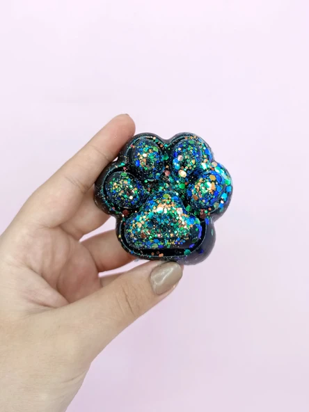 Küçük Pati Squishy Simli Kedi Pati Sıkma 7 cm Pati Sukuşi - Siyah